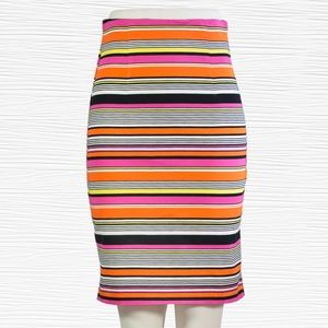 Worthington Pencil Skirt Size 4 Striped Knee Length Stretchy Cotton Blend